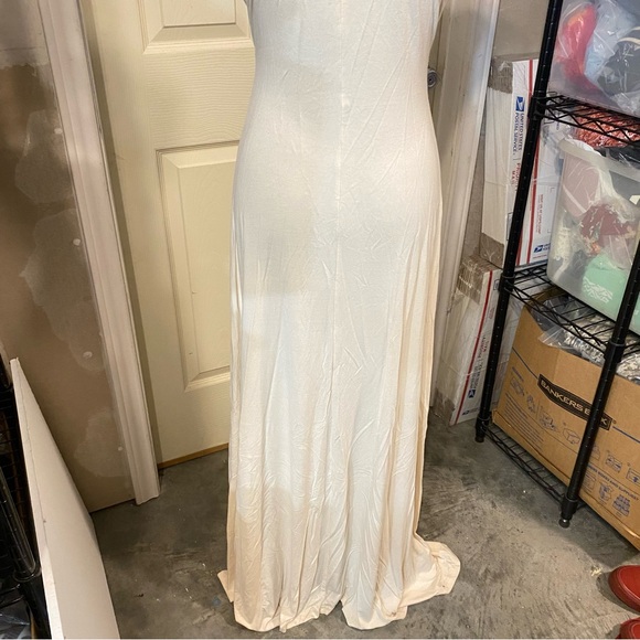 Coco Floor length Dress Women Large Beige white Sleeveless stretch summer dress - Picture 6 of 12